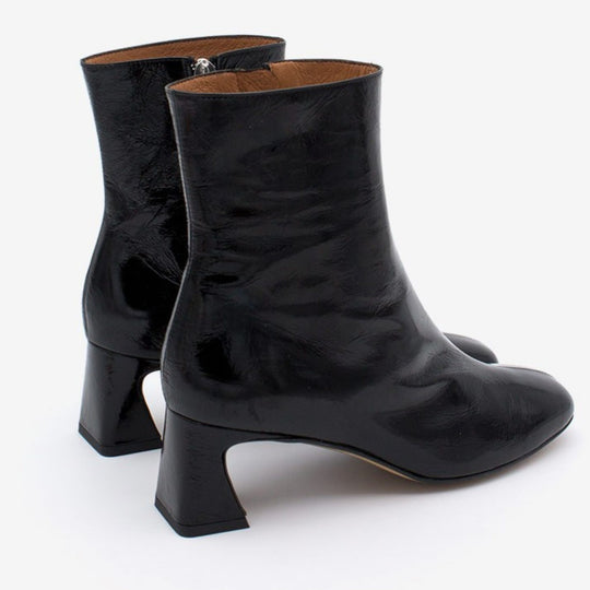 Angel Alarcon DAMIA Black Patent Leather Ankle Boots