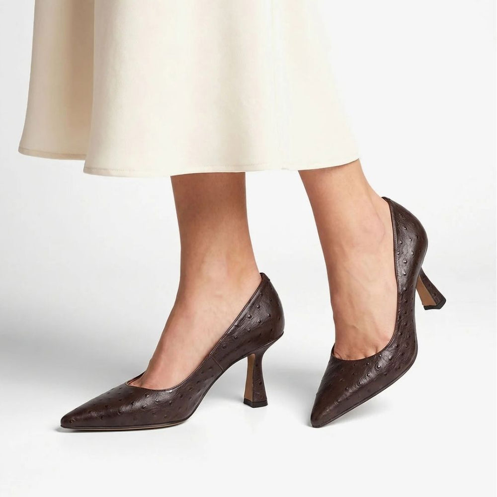 Angel Alarcon ELEANOR Ostrich Print Leather Pumps