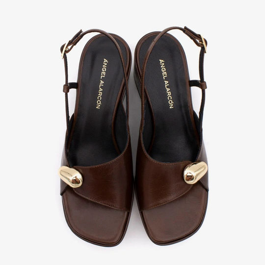 Angel Alarcon FIORELLA Brown Leather Wedge Sandal