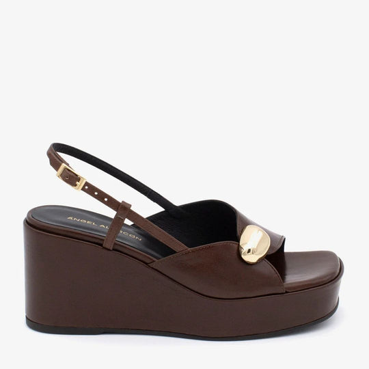 Angel Alarcon FIORELLA Brown Leather Wedge Sandal