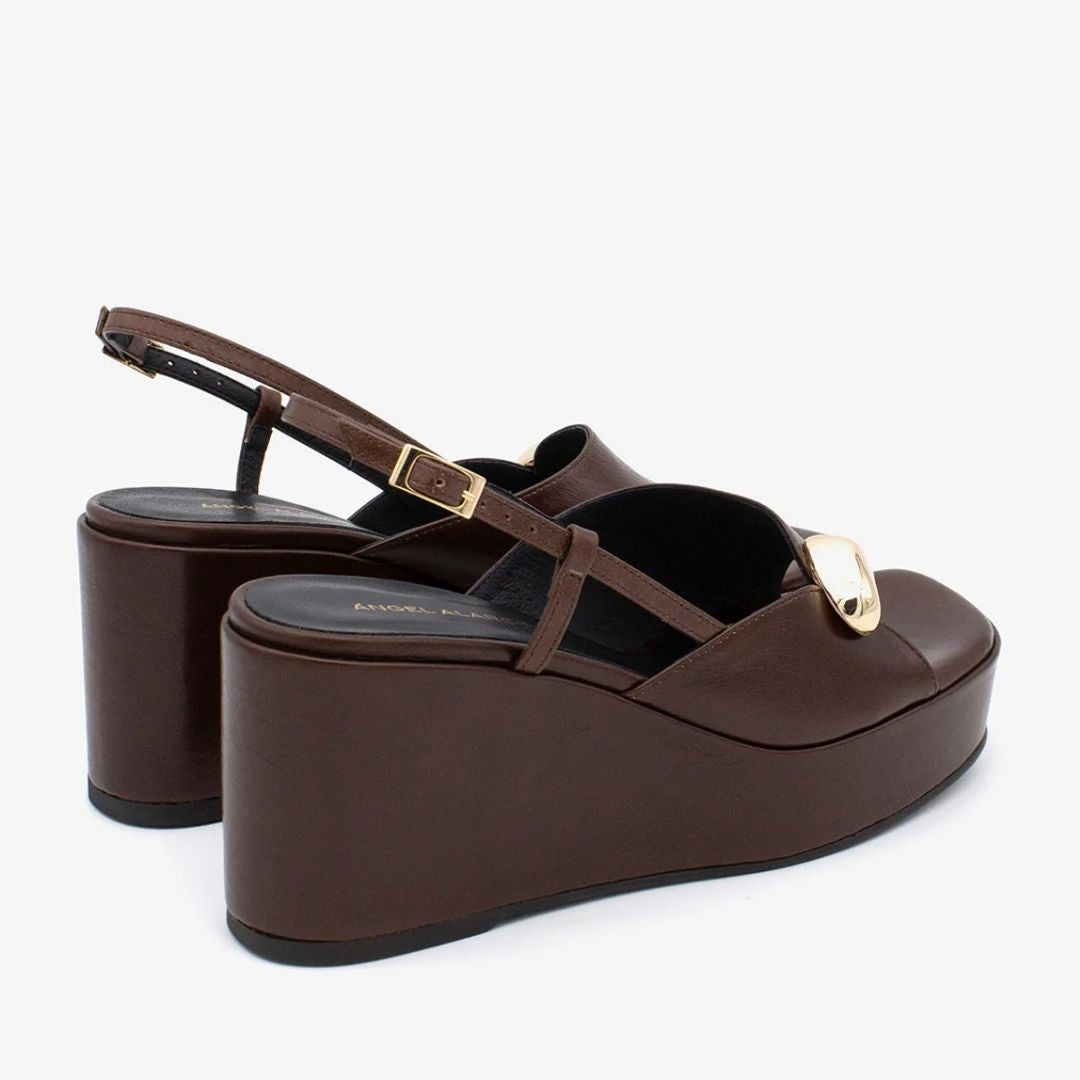 Angel Alarcon FIORELLA Brown Leather Wedge Sandal