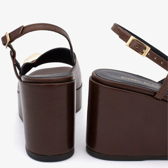 Angel Alarcon FIORELLA Brown Leather Wedge Sandal