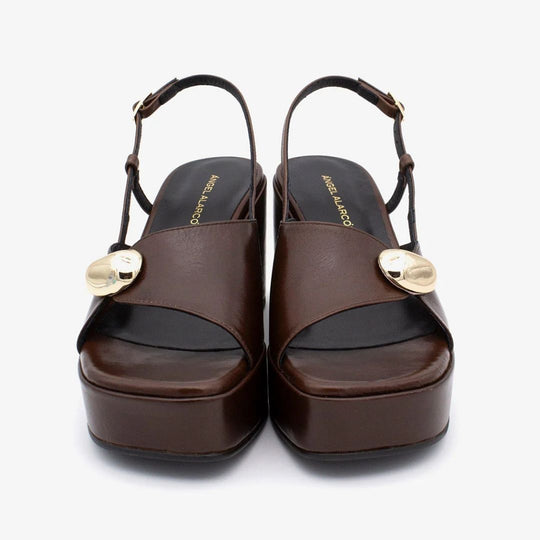 Angel Alarcon FIORELLA Brown Leather Wedge Sandal