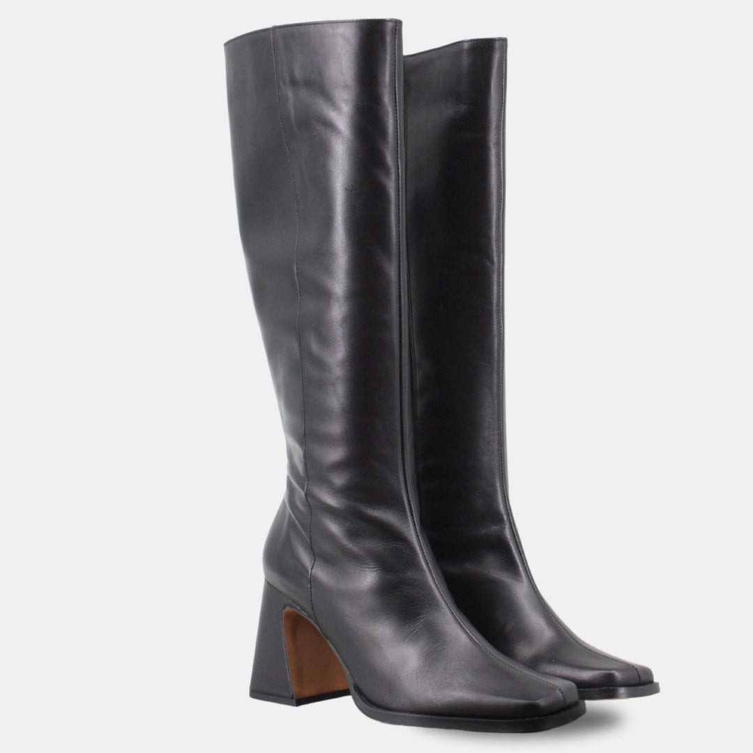 Angel Alacron YUMI Black Knee High Heeled Boots