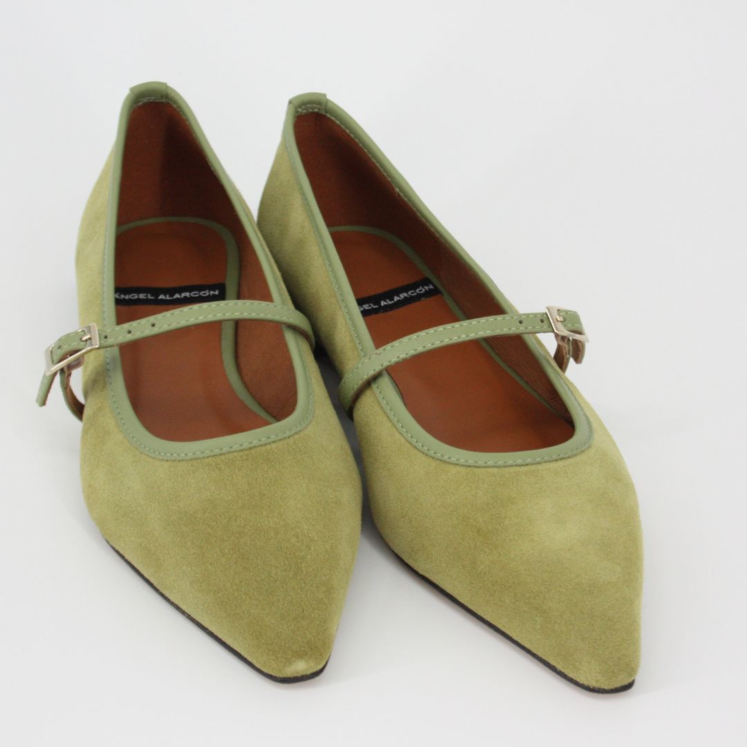 Angel Alarcon COLETTE Olive Suede Mary-Janes