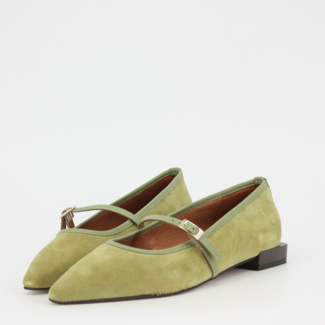 Angel Alarcon COLETTE Olive Suede Mary-Janes