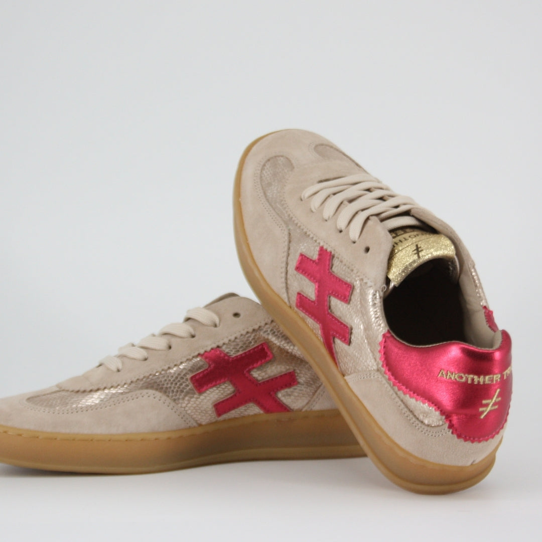Another Trend KOPA Raspberry and Beige Trainers