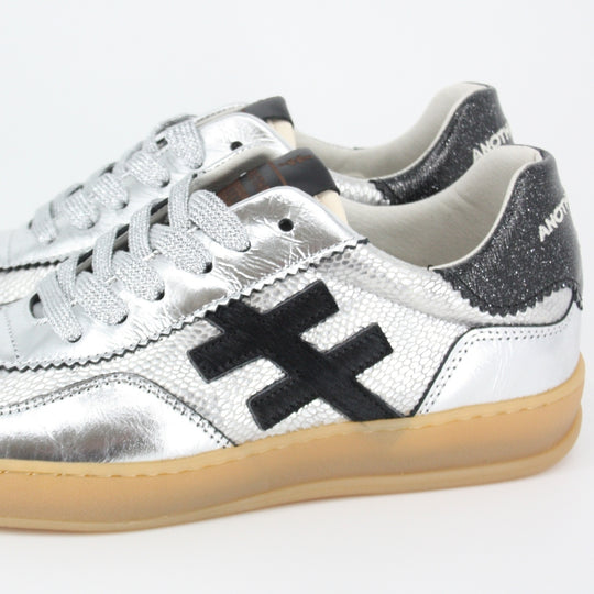 Another Trend KOPA Silver Metallic & Black Trainers