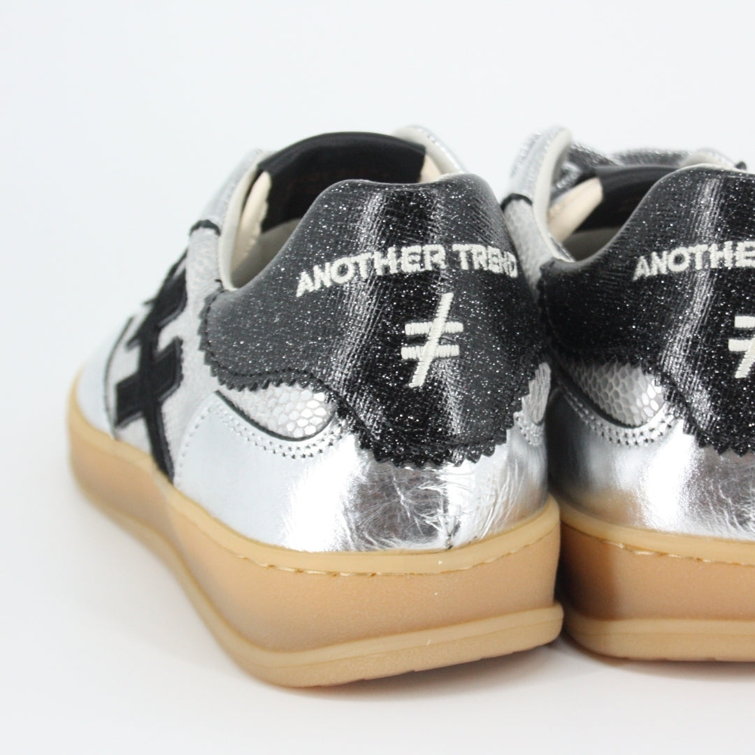 Another Trend KOPA Silver Metallic & Black Trainers