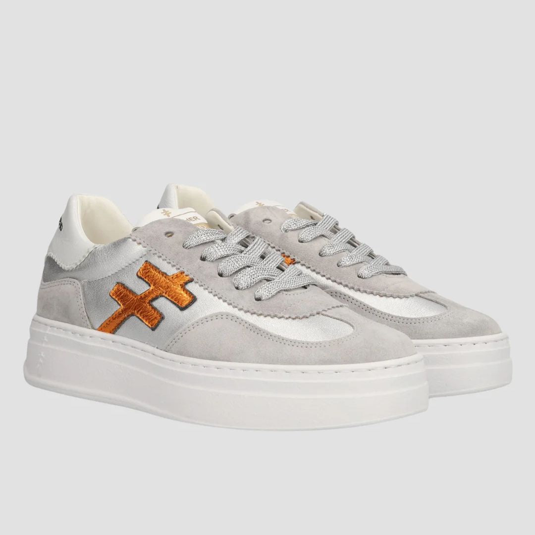Another Trend KOPA Grey and Silver Platform Trainers