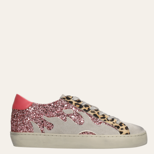 Gamin DOPAMINE Pink Leopard Print Glitter Trainers