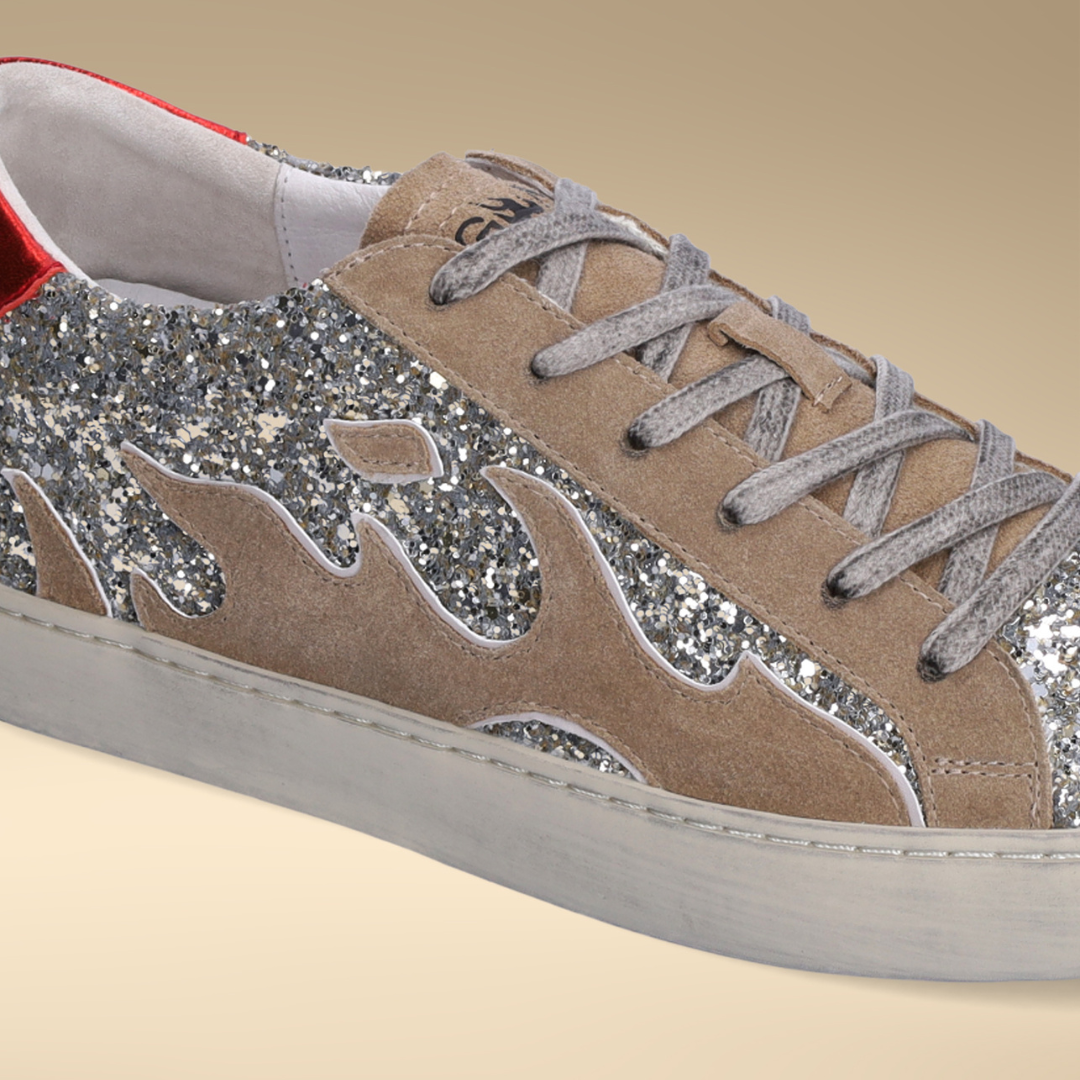 Gamin DOPAMINE Silver Glitter with Taupe and Red Trainers