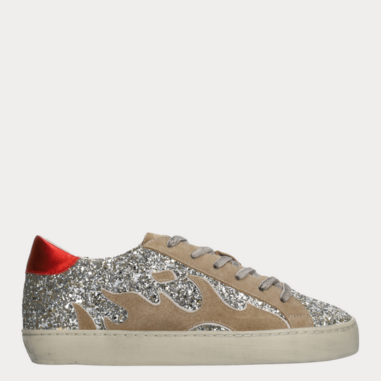 Gamin DOPAMINE Taupe Silver Glitter Trainers