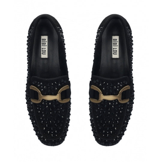 Bibi Lou VELA Studded Sparkle Black Loafer