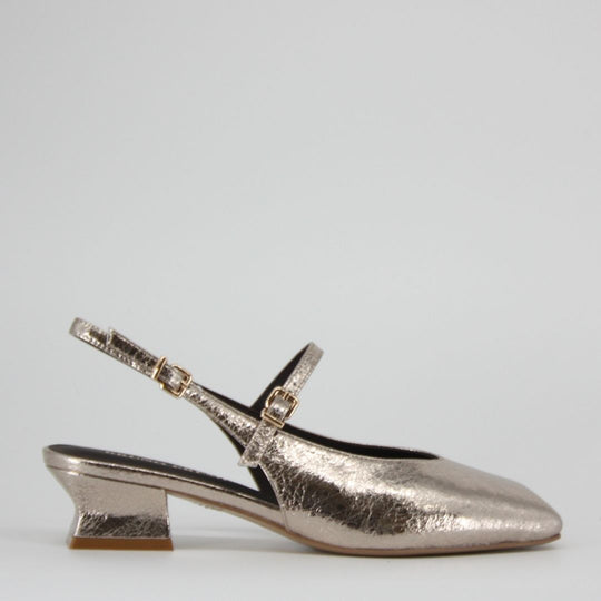 Bruno Premi DOROTHY Antique Gold Leather Sling-back Pump