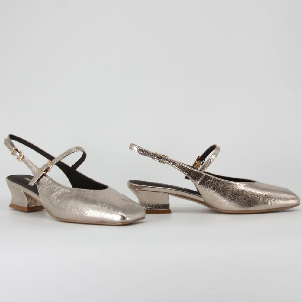 Bruno Premi DOROTHY Antique Gold Leather Sling-back Pump