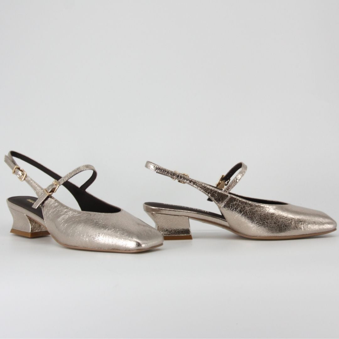 Bruno Premi DOROTHY Antique Gold Leather Sling-back Pump