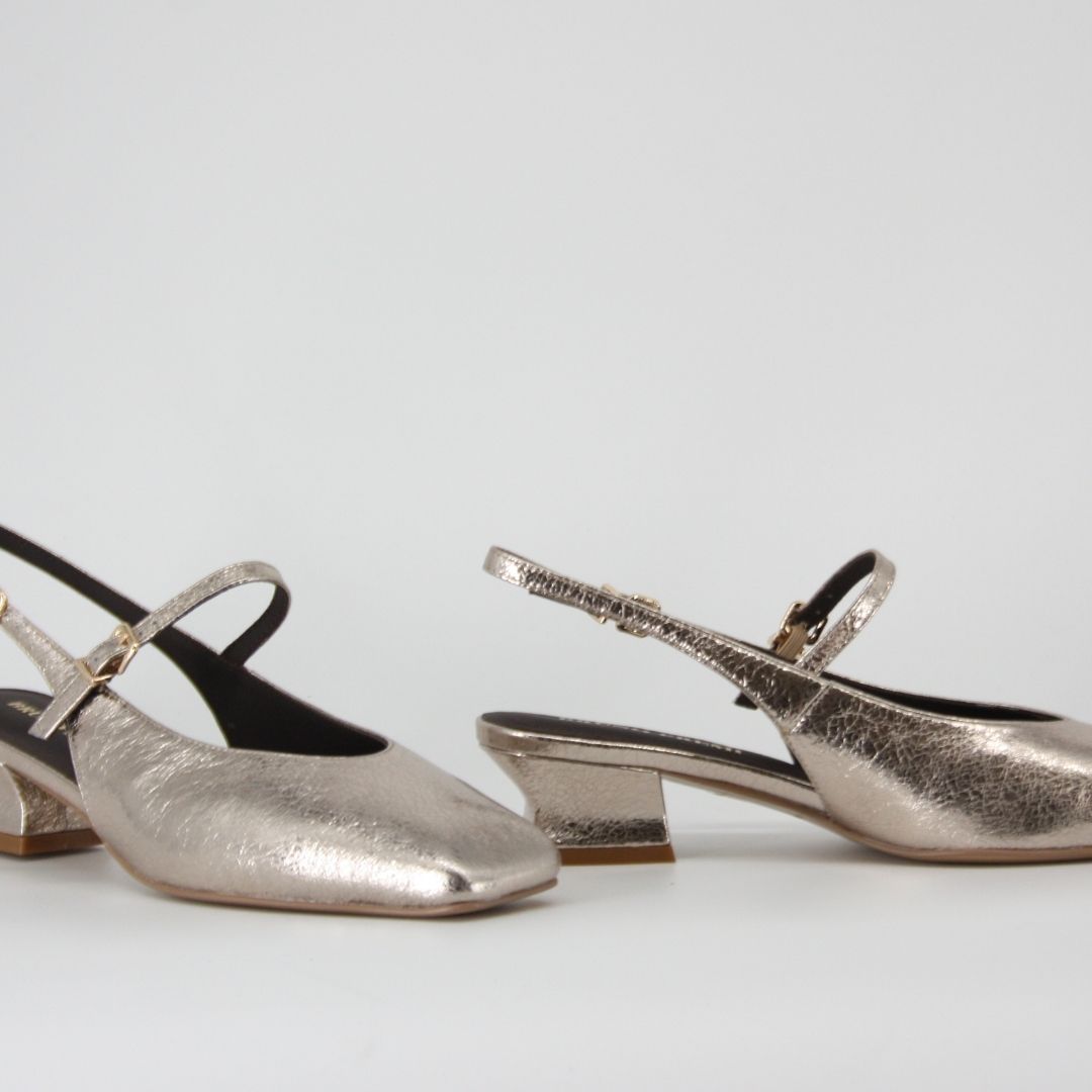 Bruno Premi DOROTHY Antique Gold Leather Sling-back Pump