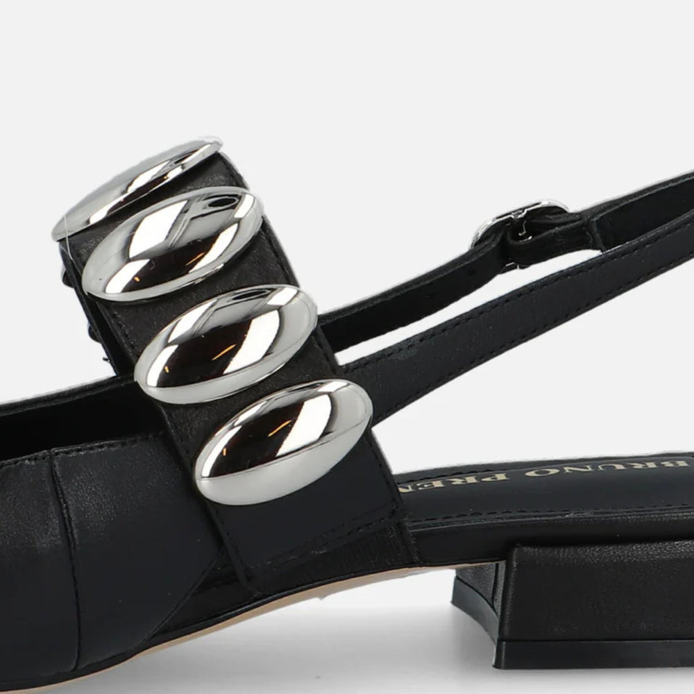 Bruno Premi JUNO Black Leather Jeweled Pump