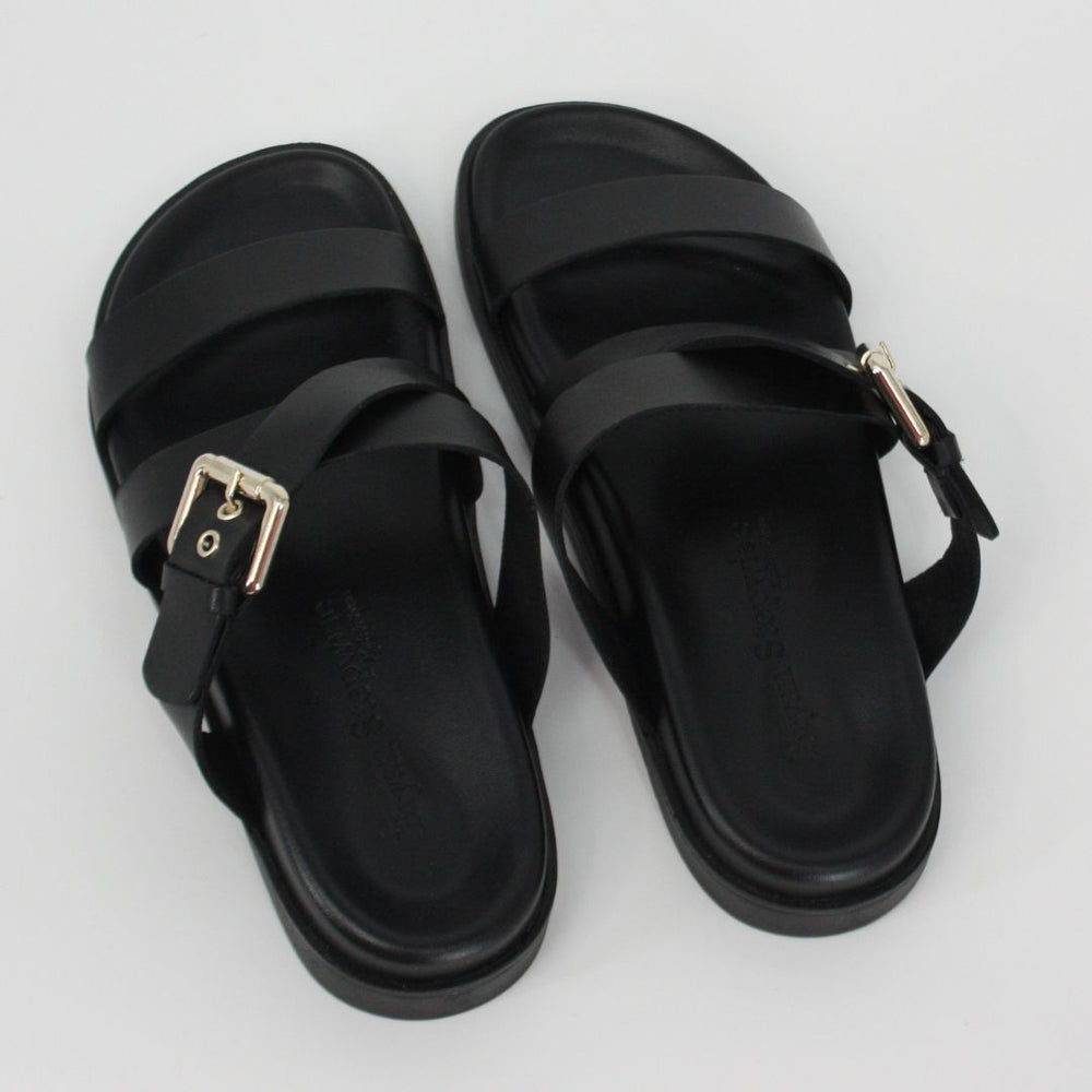 Bryan Stepwise DELHI Black Leather Sandals