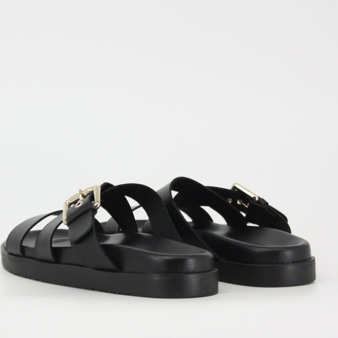 Bryan Stepwise DELHI Black Leather Sandals