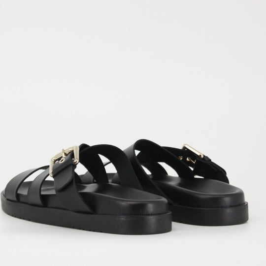 Bryan Stepwise DELHI Black Leather Sandals
