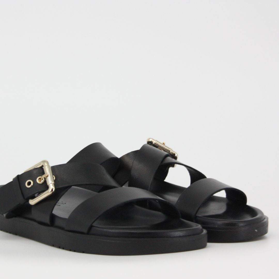 Bryan Stepwise DELHI Black Leather Sandals