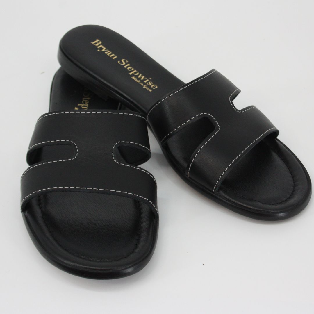 Bryan Stepwise NINA Black Leather Sandals