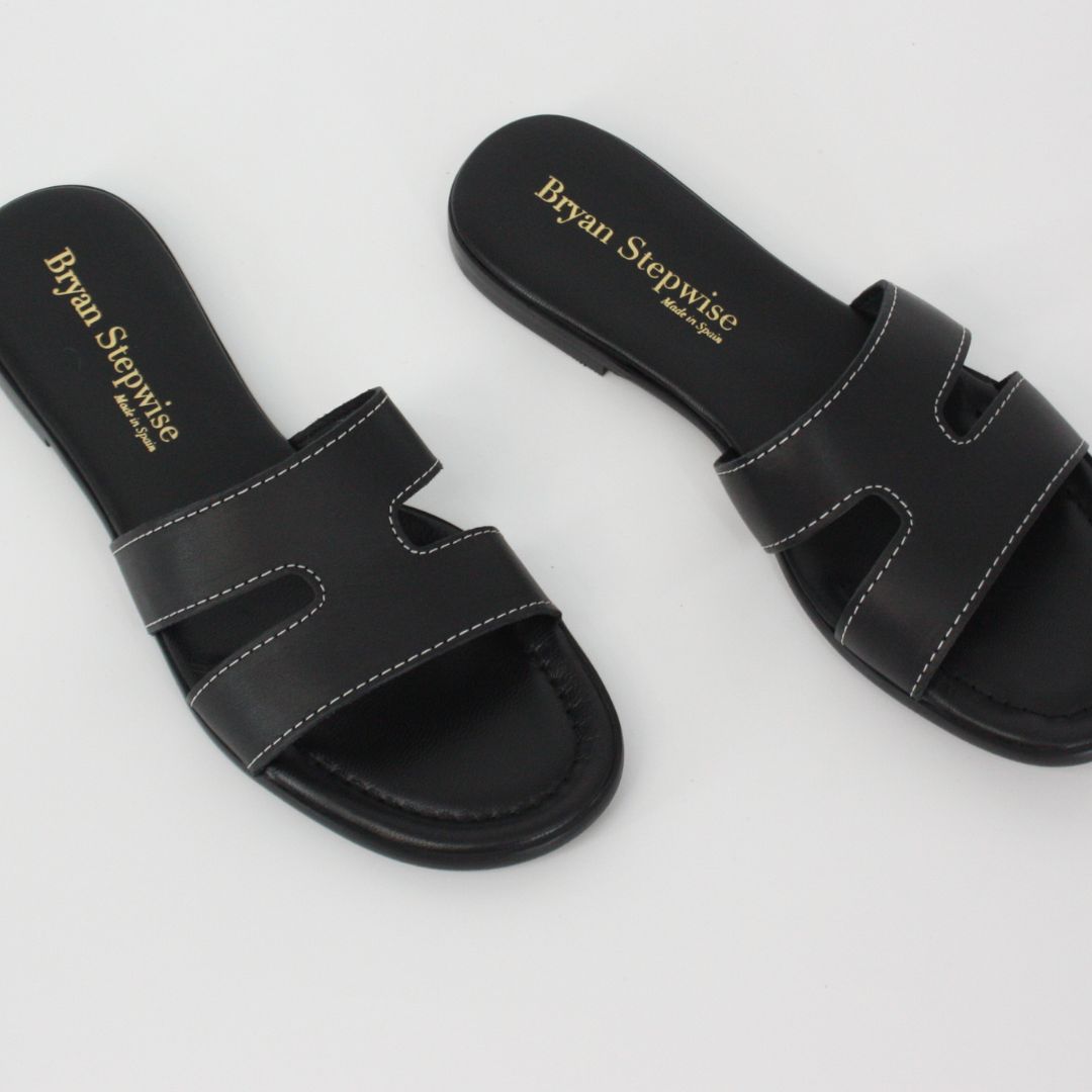 Bryan Stepwise NINA Black Leather Sandals