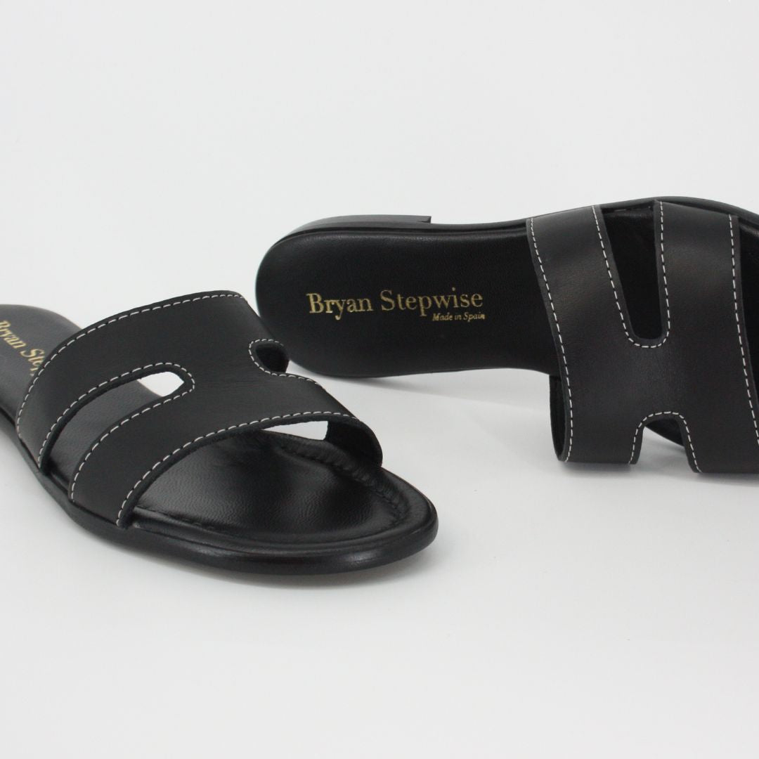 Bryan Stepwise NINA Black Leather Sandals