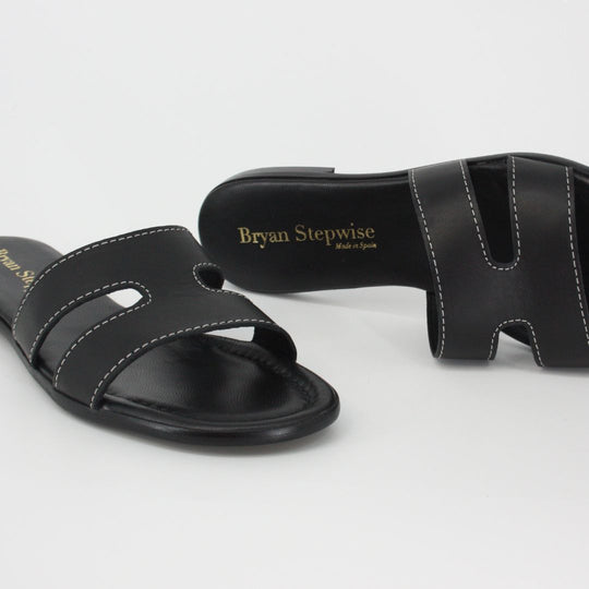 Bryan Stepwise NINA Black Leather Sandals