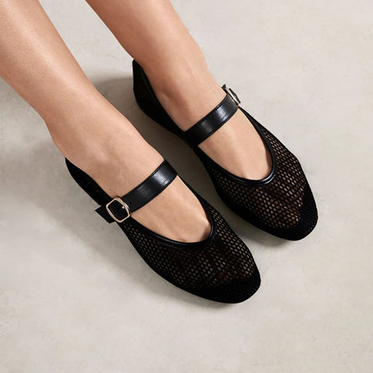 Bryan Stepwise LENA Black Mesh Pumps