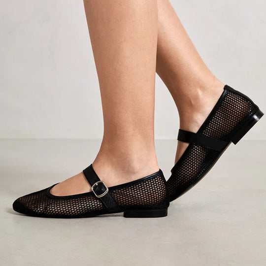 Bryan Stepwise LENA Black Mesh Pumps