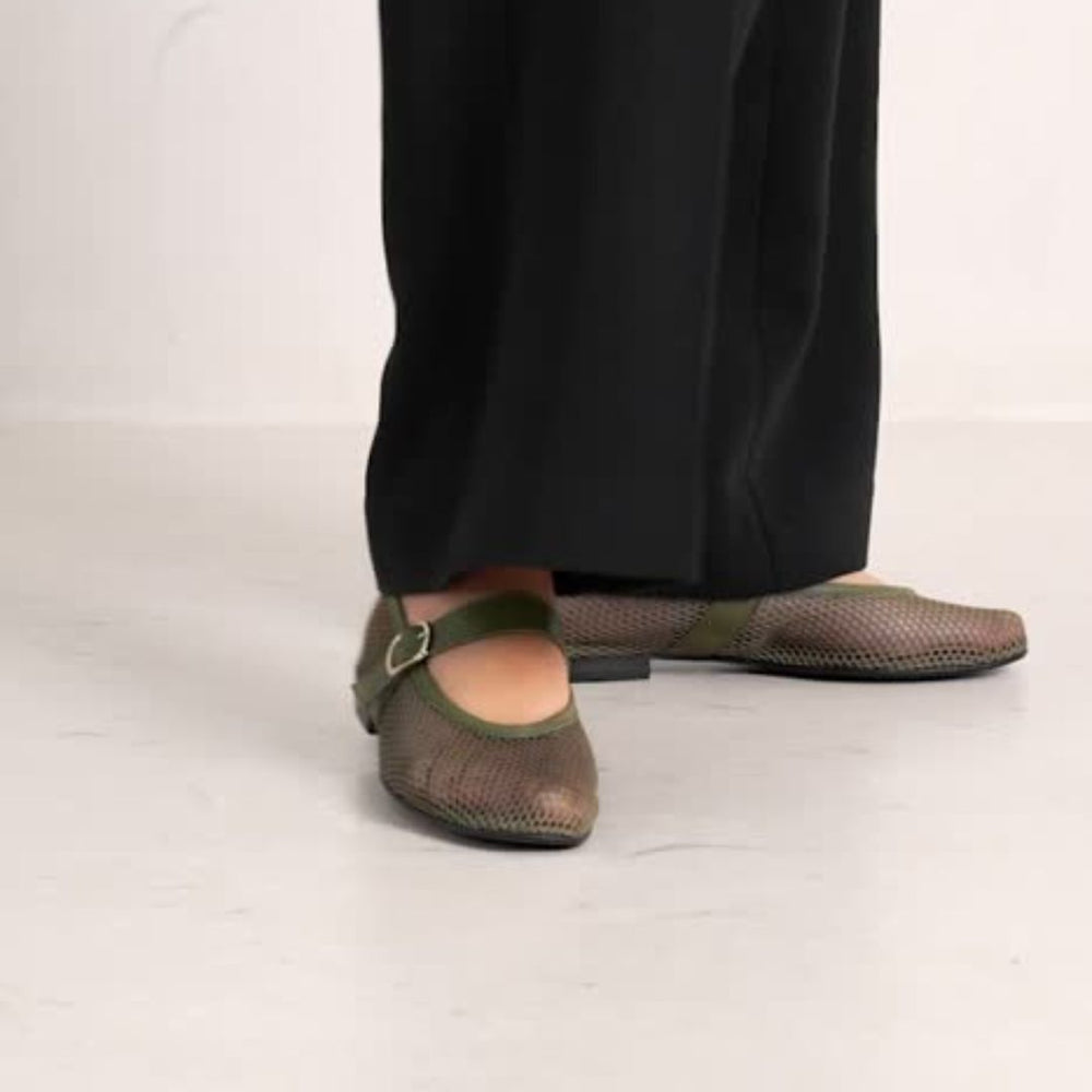 Bryan Stepwise LENA Khaki Mesh Pumps