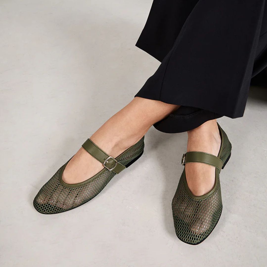 Bryan Stepwise LENA Khaki Mesh Pumps