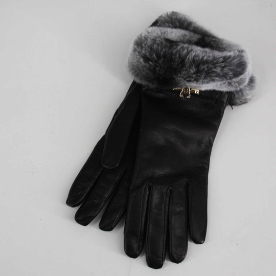 Caridei Rosa Black Leather Gloves
