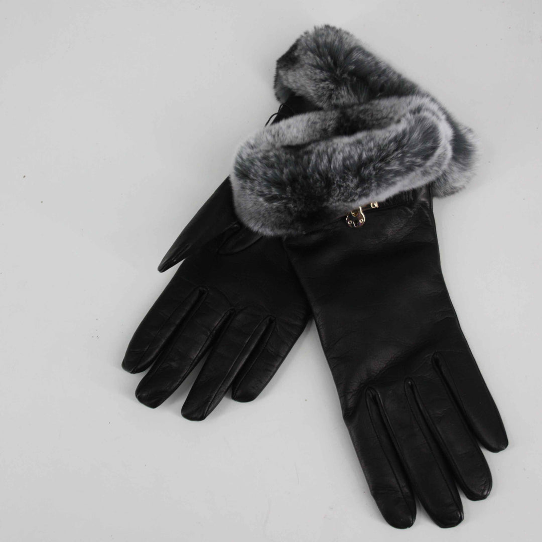 Caridei Rosa Black Leather Gloves