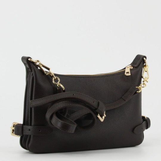 Christian Villa LUNA Chocolate Brown Leather Crossbody
