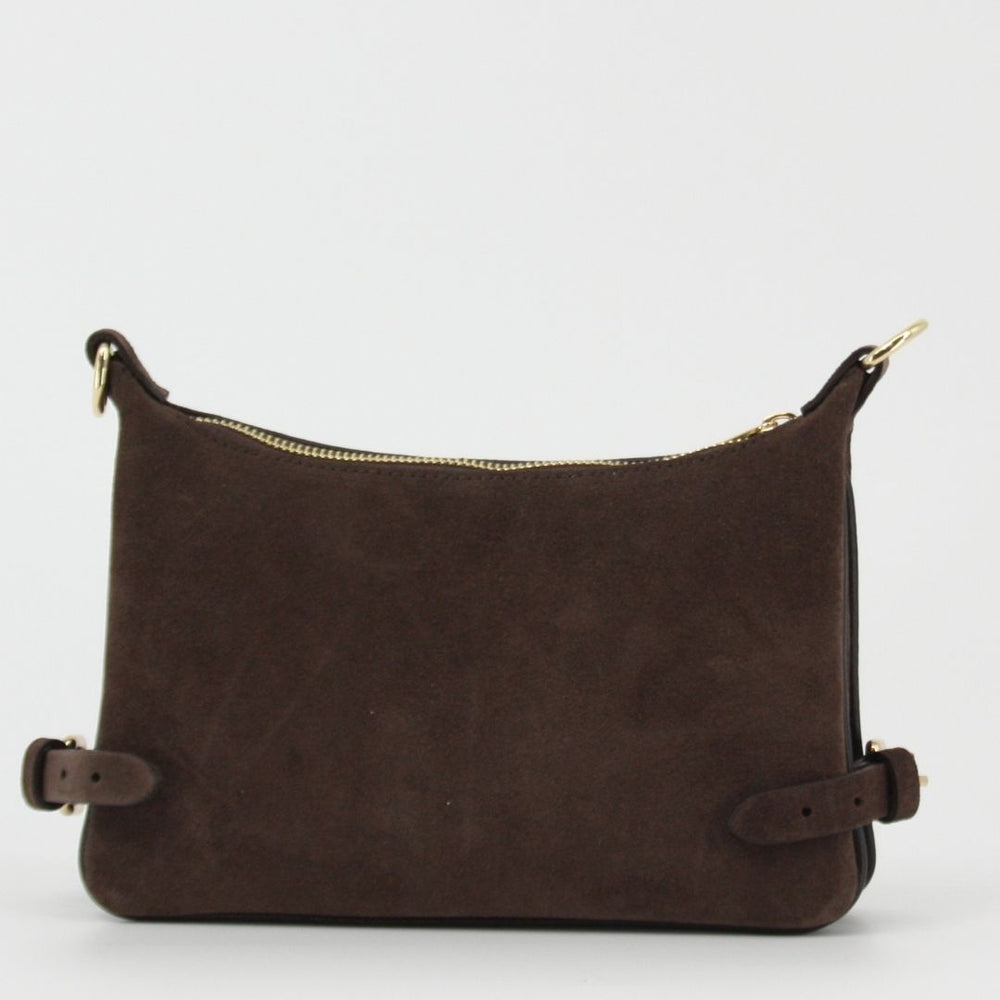 Christian Villa LUNA Taupe Suede Crossbody