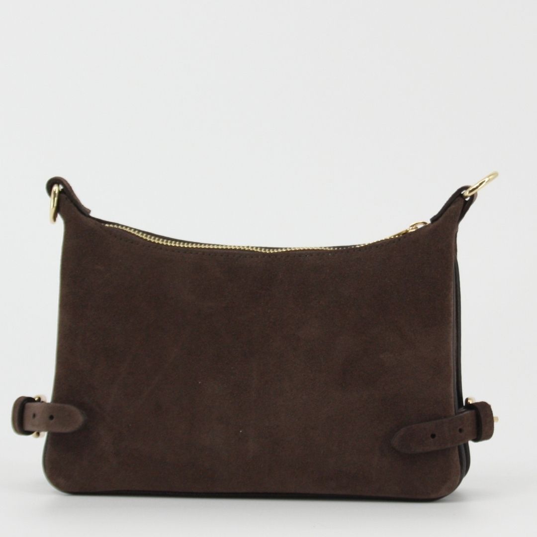 Christian Villa LUNA Taupe Suede Crossbody