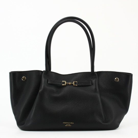 Christian Villa MILA Black Leather Totebag