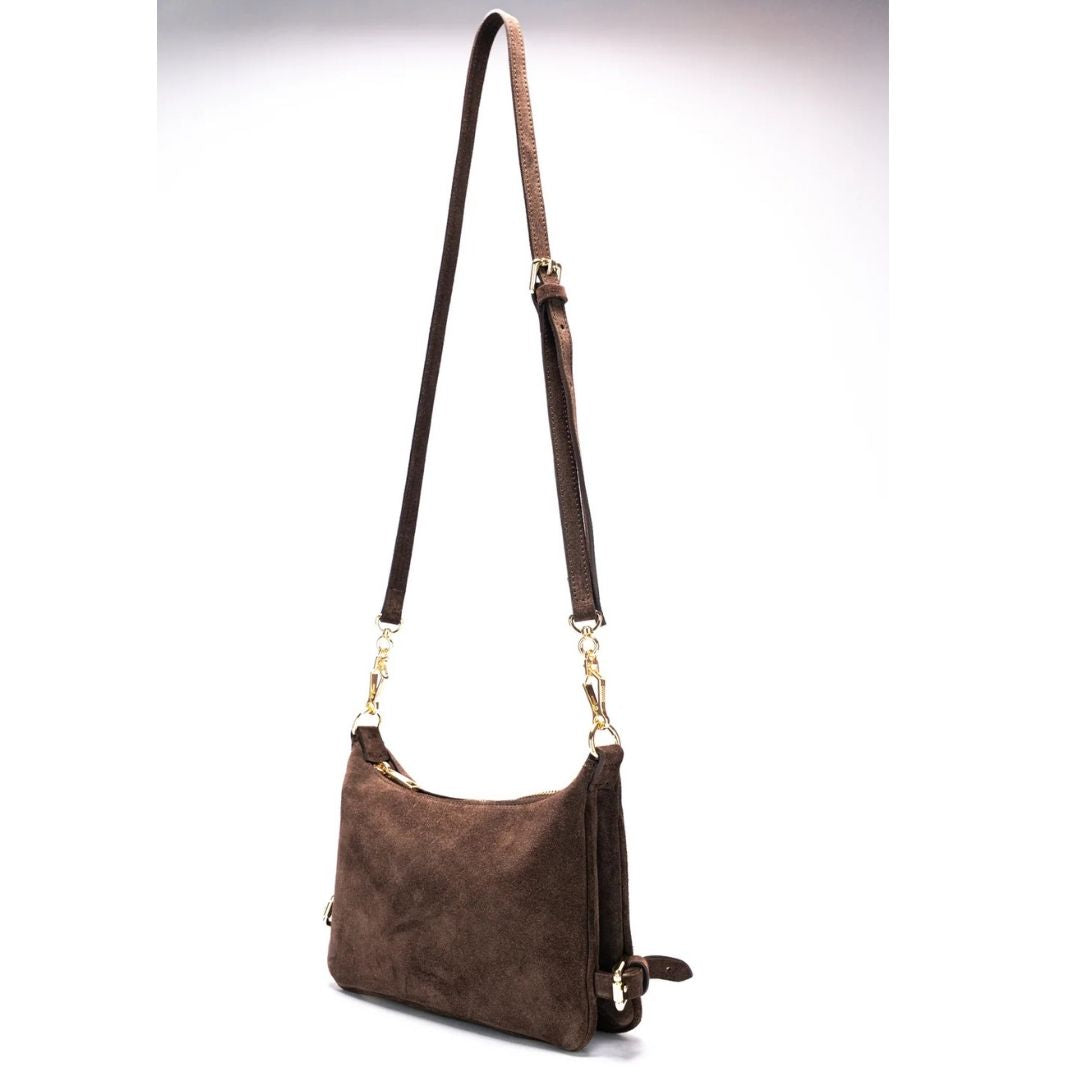 Christian Villa LUNA brown Suede Crossbody