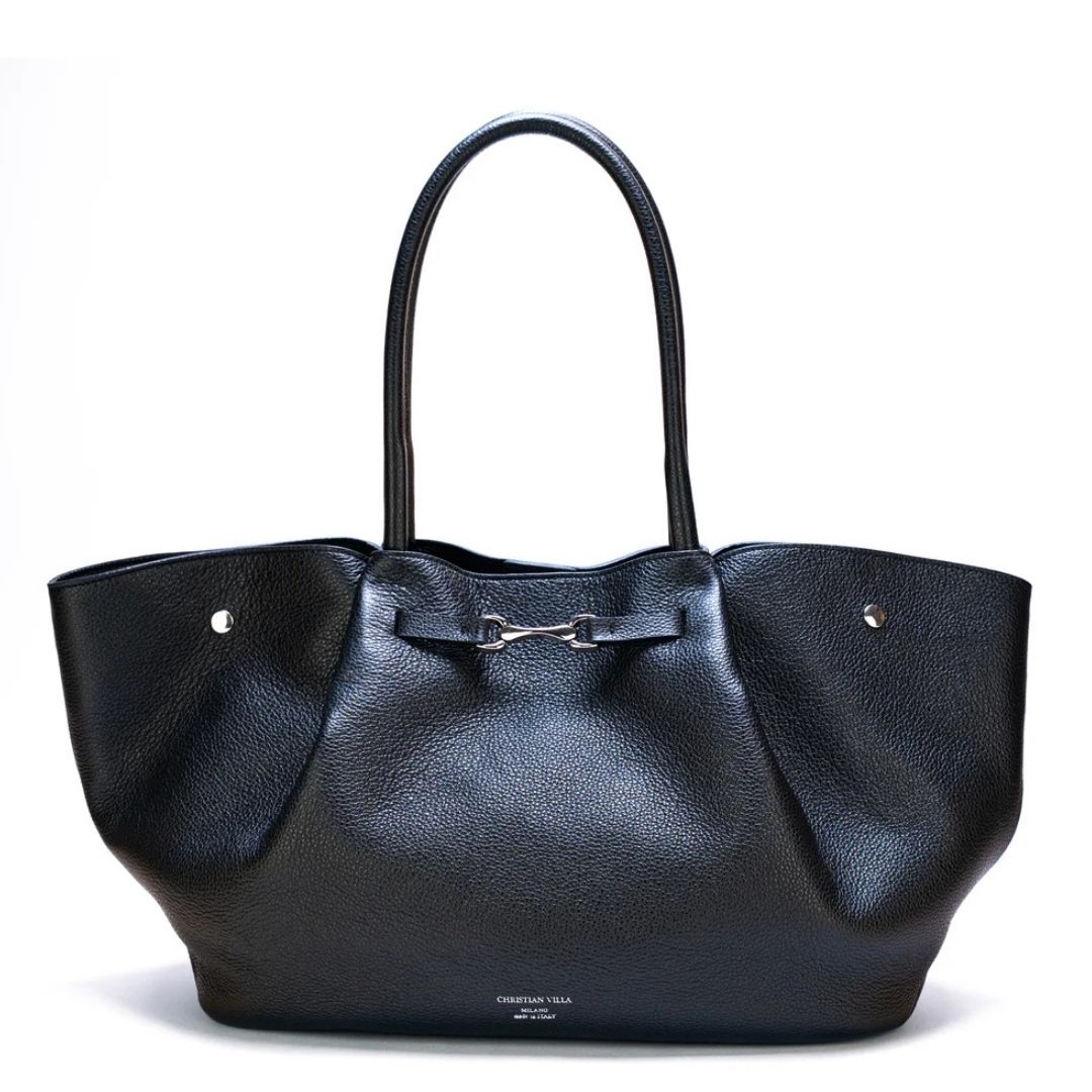 Christian Villa MILA Black Leather Totebag