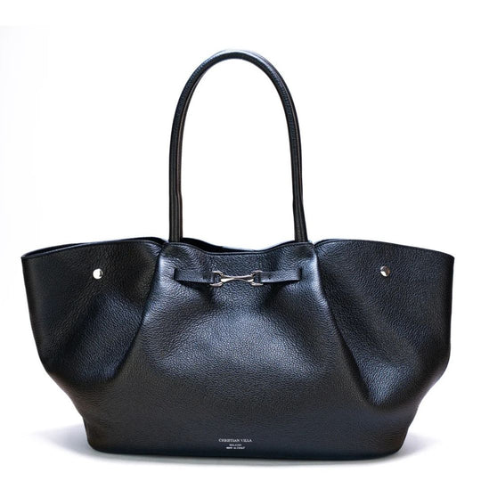 Christian Villa MILA Black Leather Totebag