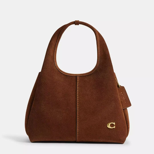 Coach LANA Warm Brown Suede Shoulder Bag 23
