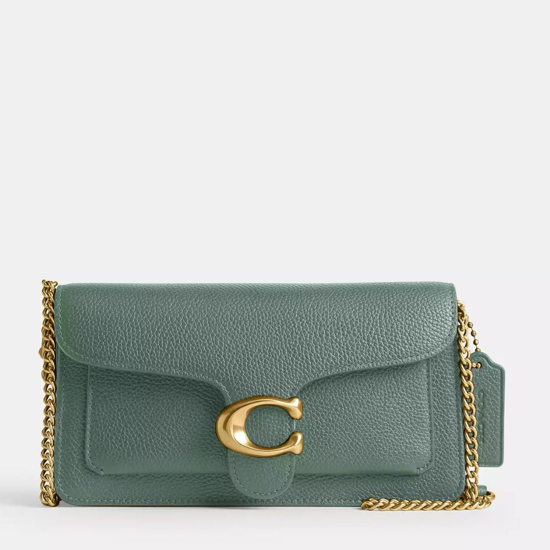 Coach TABBY Chain Brass/Sage Clutch Bag