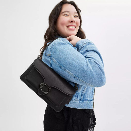 Coach TABBY Pewter Black Shoulder Bag 26