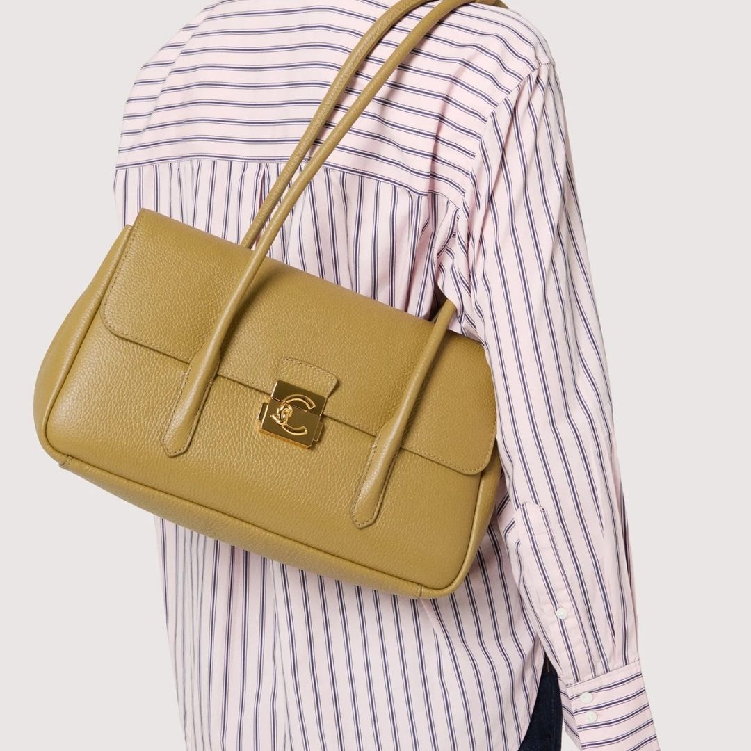 Coccinelle C-Me Lock Seagrass Leather Shoulderbag