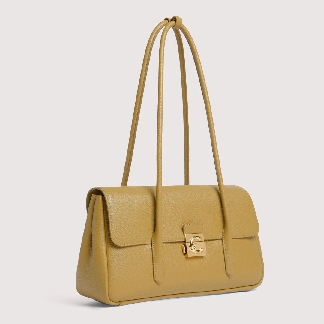 Coccinelle C-Me Lock Seagrass Leather Shoulderbag