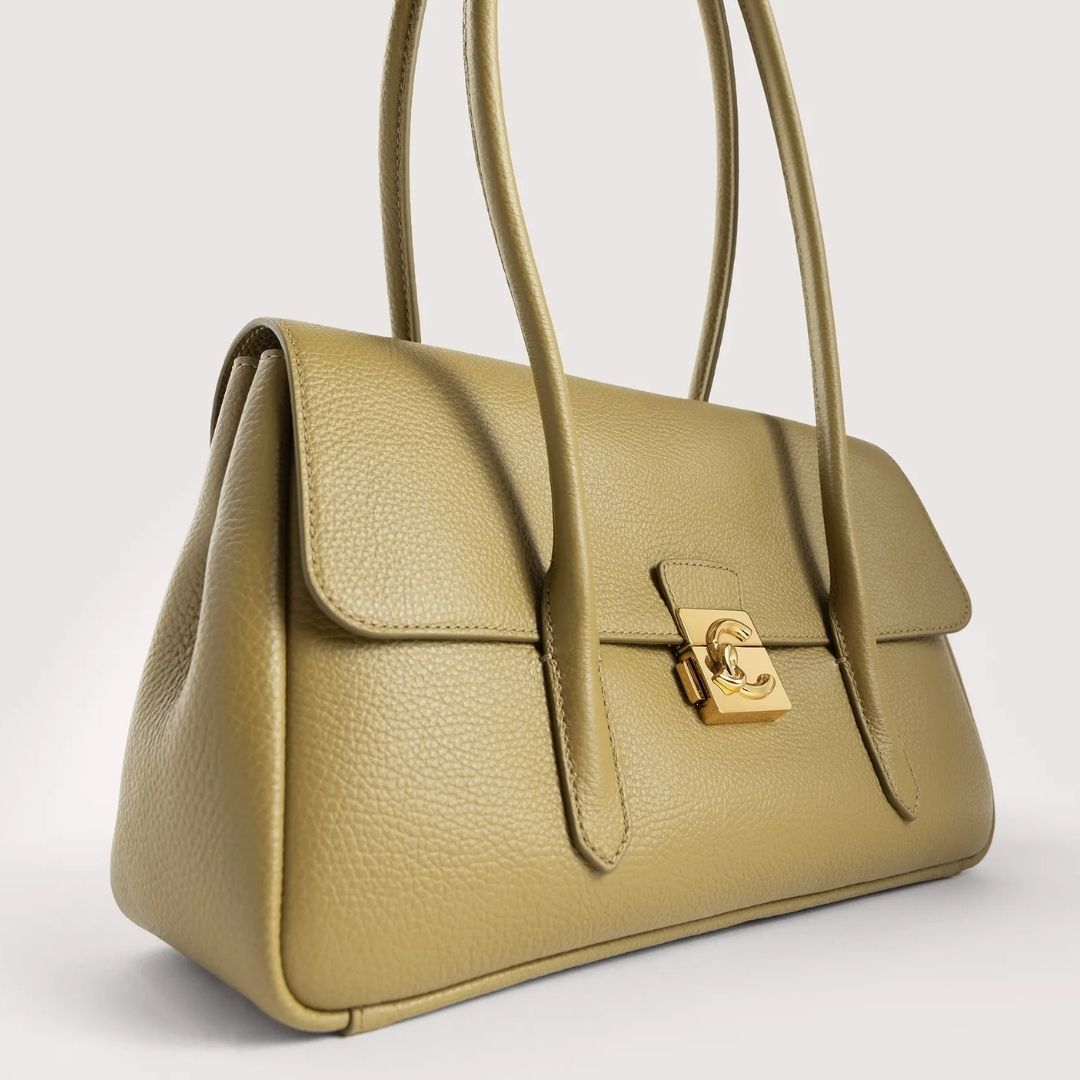 Coccinelle C-Me Lock Seagrass Leather Shoulderbag